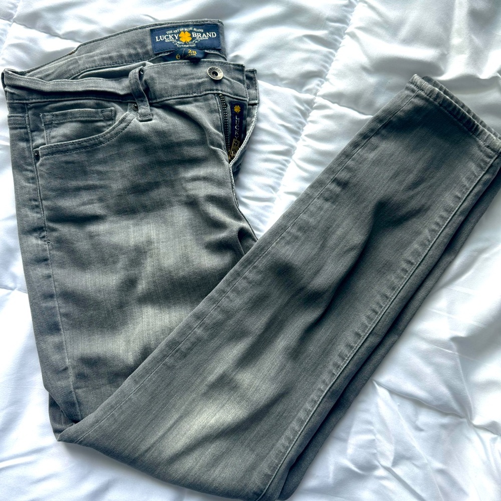 Lucky Brand Grey Charlie Skinny Jeans - Size 6/28 & 29 inseam.